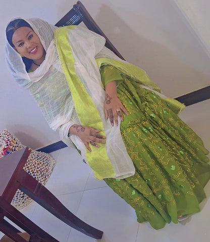 Green Embroidered Traditional Dress