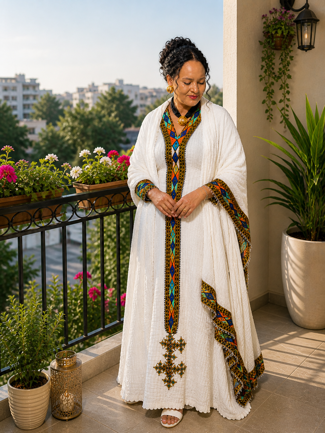 Axum Tilef Habesha Dress – Traditional Ethiopian Cotton Dress for Women | Elegant Cultural Wear | Soft Breathable Fabric